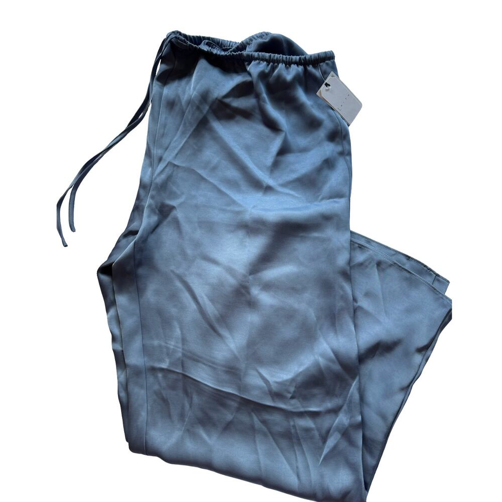 NWT Leith Blue Umbra Satin Wide Leg Pants – XL